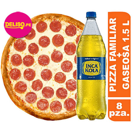 Pizza familiar Peperoni + Inca Kola 1.5 l Pizza familiar Peperoni + Inca Kola 1.5 l